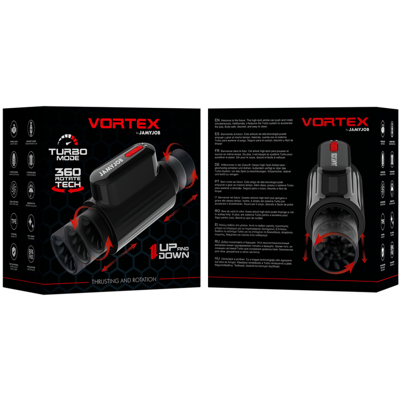 JAMYJOB VORTEX masturbador automatico para hombre turbo con empuje y rotación 360, en caja