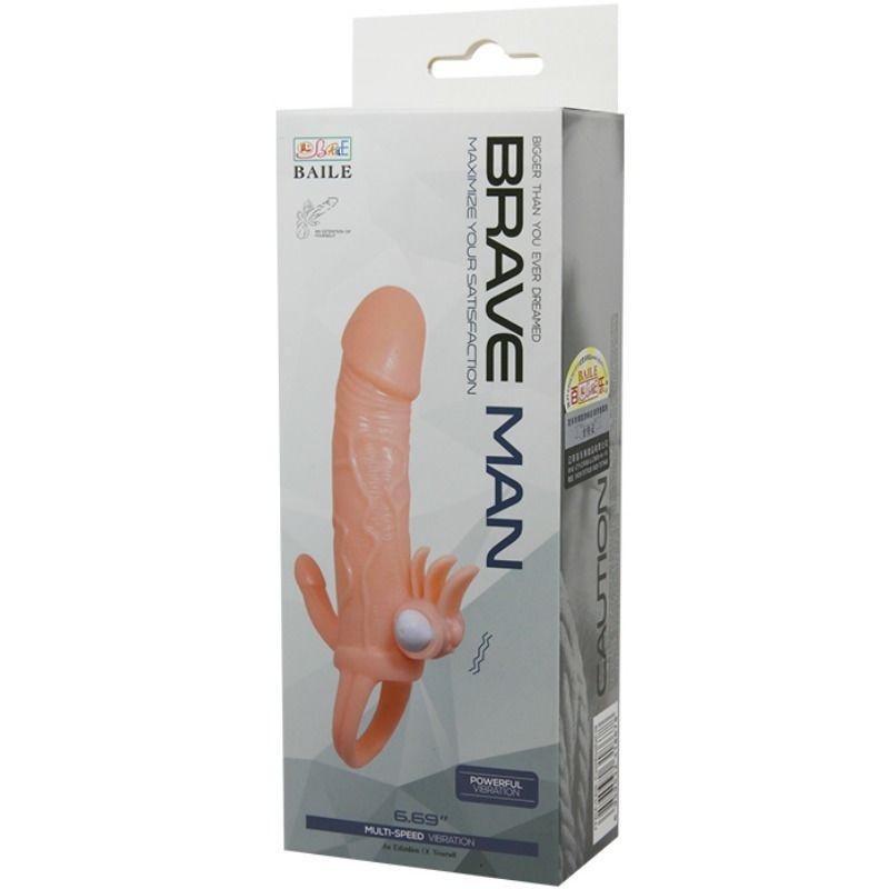 BAILE BRAVE MAN funda pene anal y clítoris vibrador 165mm, en caja