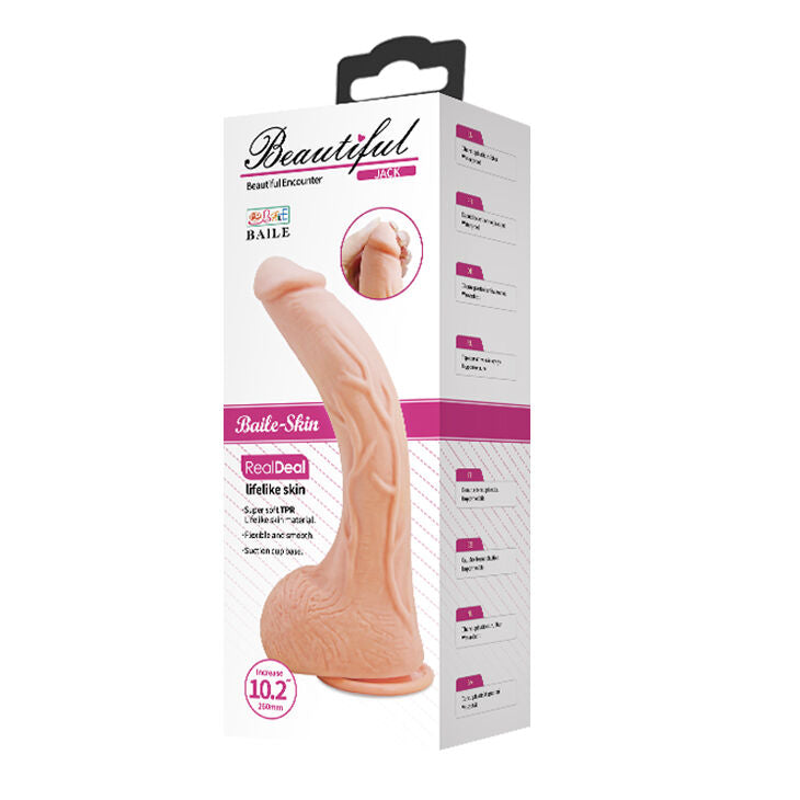 PRETTY LOVE BEAUTIFUL JACK dildo pene consolador realista en silicona con ventosa de succión 260X50mm, en caja