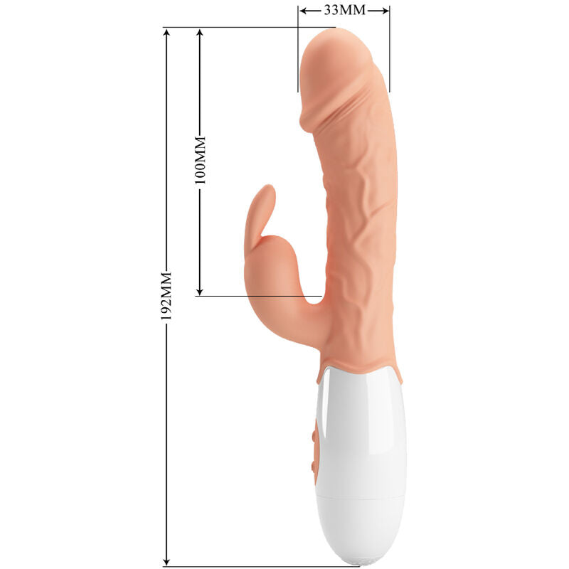 PRETTY LOVE EASTER BUNNY vibrador conejo para vagina y clítoris, medidas